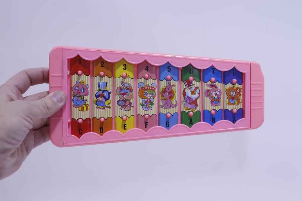 Vintage, 1970s, Xylophone, Musical, Activity Toy, Pink, Animals, ~ 260128-WH 920